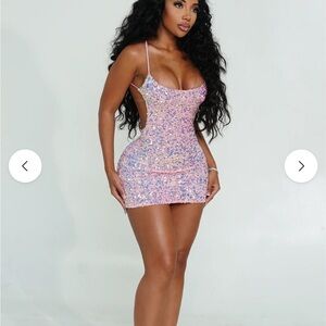 Sequin Pink Mini Dress
